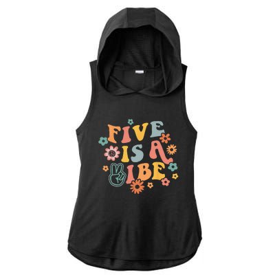 5th Birthday Five Is A Vibe 5yr Fifth Birthday Ladies PosiCharge Tri-Blend Wicking Draft Hoodie Tank