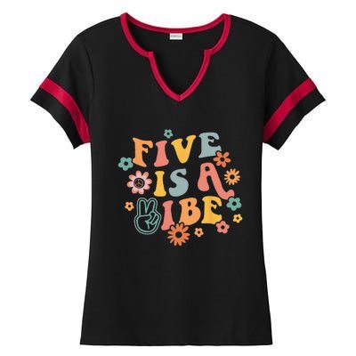 5th Birthday Five Is A Vibe 5yr Fifth Birthday Ladies Halftime Notch Neck Tee