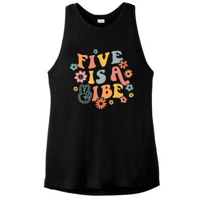 5th Birthday Five Is A Vibe 5yr Fifth Birthday Ladies PosiCharge Tri-Blend Wicking Tank