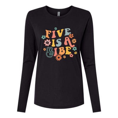 5th Birthday Five Is A Vibe 5yr Fifth Birthday Womens Cotton Relaxed Long Sleeve T-Shirt