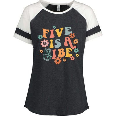 5th Birthday Five Is A Vibe 5yr Fifth Birthday Enza Ladies Jersey Colorblock Tee