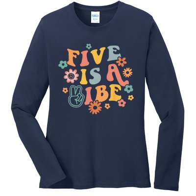 5th Birthday Five Is A Vibe 5yr Fifth Birthday Ladies Long Sleeve Shirt