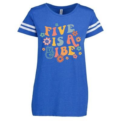 5th Birthday Five Is A Vibe 5yr Fifth Birthday Enza Ladies Jersey Football T-Shirt