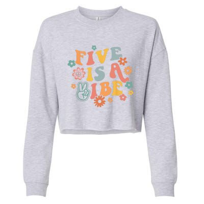 5th Birthday Five Is A Vibe 5yr Fifth Birthday Cropped Pullover Crew