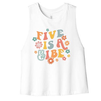 5th Birthday Five Is A Vibe 5yr Fifth Birthday Women's Racerback Cropped Tank