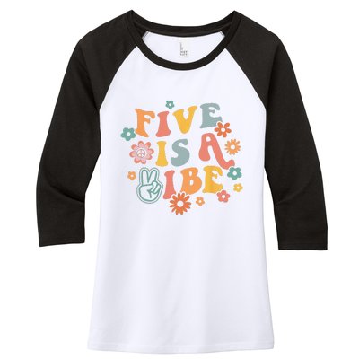 5th Birthday Five Is A Vibe 5yr Fifth Birthday Women's Tri-Blend 3/4-Sleeve Raglan Shirt