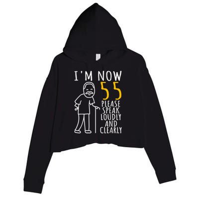  55th Birthday For Him | I'm Now 55 Years Old | Cool BDay Crop Fleece Hoodie