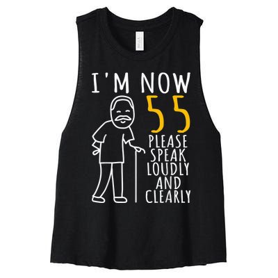  55th Birthday For Him | I'm Now 55 Years Old | Cool BDay Women's Racerback Cropped Tank