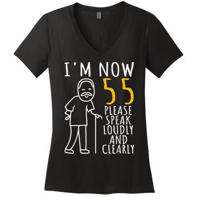  55th Birthday For Him | I'm Now 55 Years Old | Cool BDay Women's V-Neck T-Shirt