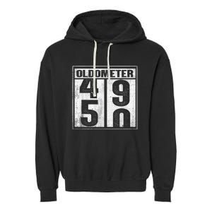 50th Birthday Funny Gift Oldometer 4950 Garment-Dyed Fleece Hoodie