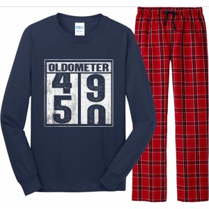 50th Birthday Funny Gift Oldometer 4950 Long Sleeve Pajama Set