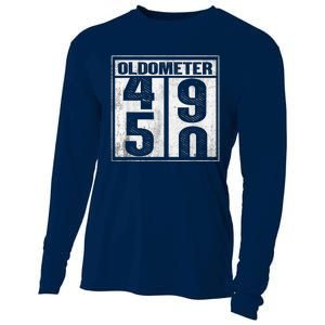 50th Birthday Funny Gift Oldometer 4950 Cooling Performance Long Sleeve Crew