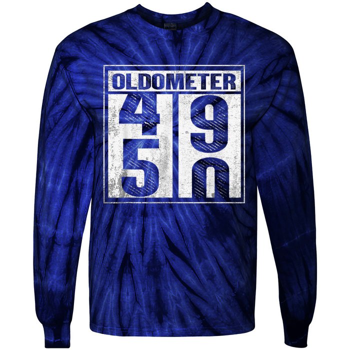 50th Birthday Funny Gift Oldometer 4950 Tie-Dye Long Sleeve Shirt