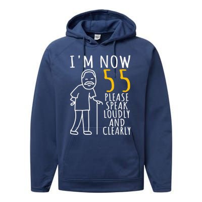  55th Birthday For Him | I'm Now 55 Years Old | Cool BDay Performance Fleece Hoodie