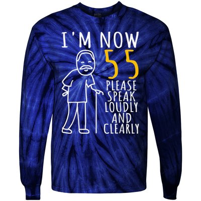  55th Birthday For Him | I'm Now 55 Years Old | Cool BDay Tie-Dye Long Sleeve Shirt