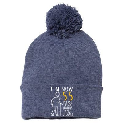  55th Birthday For Him | I'm Now 55 Years Old | Cool BDay Pom Pom 12in Knit Beanie