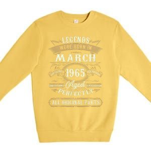 58th Birthday Gift 58 Years Old Legends Born March 1965 Premium Crewneck Sweatshirt