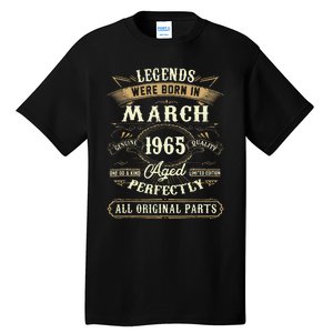 58th Birthday Gift 58 Years Old Legends Born March 1965 Tall T-Shirt