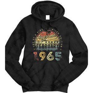 58th Birthday Gift Awesome Since February 1965 58 Year Old Cute Tie Dye Hoodie