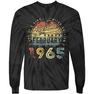 58th Birthday Gift Awesome Since February 1965 58 Year Old Cute Tie-Dye Long Sleeve Shirt