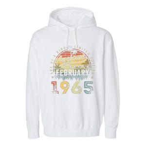 58th Birthday Gift Awesome Since February 1965 58 Year Old Cute Garment-Dyed Fleece Hoodie