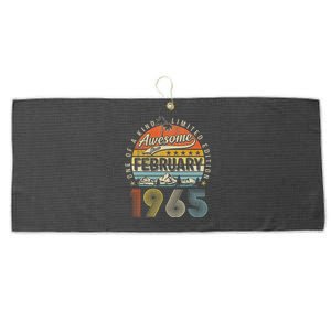 58th Birthday Gift Awesome Since February 1965 58 Year Old Large Microfiber Waffle Golf Towel