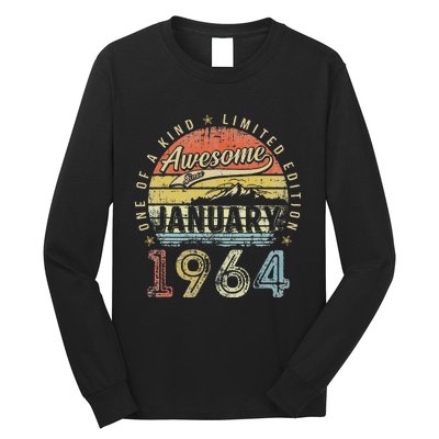 59th Birthday Gift Awesome Since January 1964 59 Year Old Long Sleeve Shirt