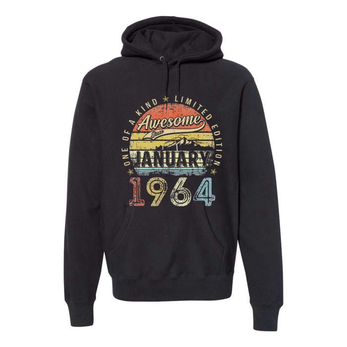 59th Birthday Gift Awesome Since January 1964 59 Year Old Premium Hoodie