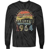 59th Birthday Gift Awesome Since January 1964 59 Year Old Tie-Dye Long Sleeve Shirt