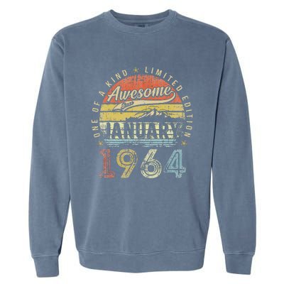 59th Birthday Gift Awesome Since January 1964 59 Year Old Garment-Dyed Sweatshirt