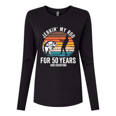 50th Birthday Gift for Fisherman  Funny Fishing 50 Bday Womens Cotton Relaxed Long Sleeve T-Shirt