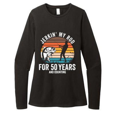 50th Birthday Gift for Fisherman  Funny Fishing 50 Bday Womens CVC Long Sleeve Shirt