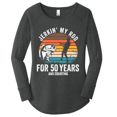 50th Birthday Gift for Fisherman  Funny Fishing 50 Bday Women's Perfect Tri Tunic Long Sleeve Shirt