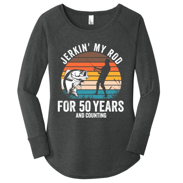 50th Birthday Gift for Fisherman  Funny Fishing 50 Bday Women's Perfect Tri Tunic Long Sleeve Shirt