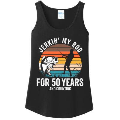 50th Birthday Gift for Fisherman  Funny Fishing 50 Bday Ladies Essential Tank