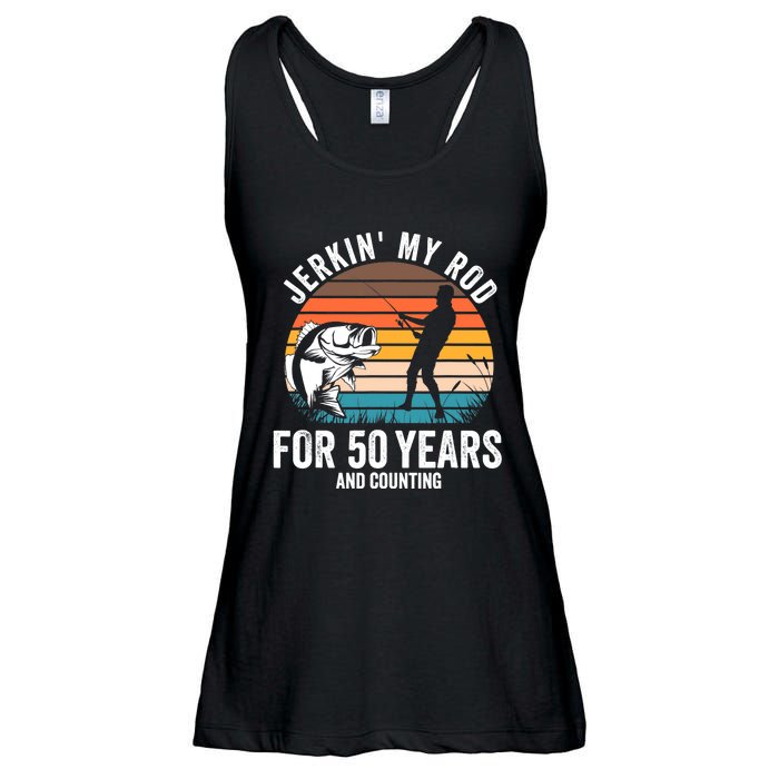 50th Birthday Gift for Fisherman  Funny Fishing 50 Bday Ladies Essential Flowy Tank