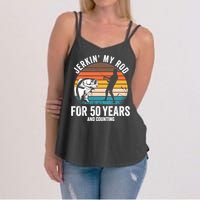 50th Birthday Gift for Fisherman  Funny Fishing 50 Bday Women's Strappy Tank