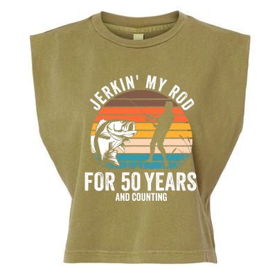 50th Birthday Gift for Fisherman  Funny Fishing 50 Bday Garment-Dyed Women's Muscle Tee