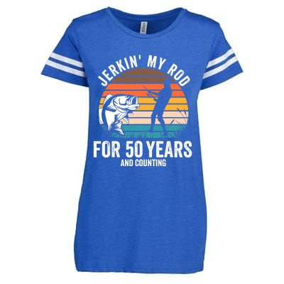 50th Birthday Gift for Fisherman  Funny Fishing 50 Bday Enza Ladies Jersey Football T-Shirt