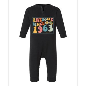 59th Birthday Gifts Awesome Since 1963 59 Years Old Groovy Infant Fleece One Piece