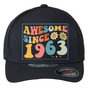 59th Birthday Gifts Awesome Since 1963 59 Years Old Groovy Flexfit Unipanel Trucker Cap