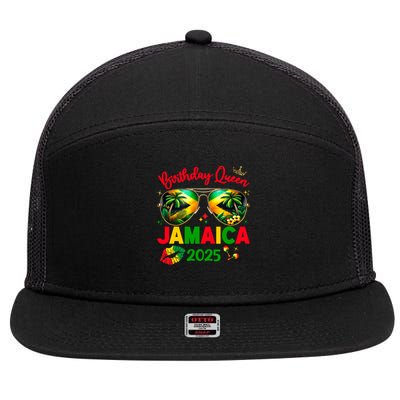 50th Birthday Girl Queen Jamaica Vacation Matching Outfit 7 Panel Mesh Trucker Snapback Hat