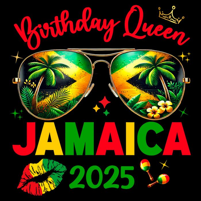 50th Birthday Girl Queen Jamaica Vacation Matching Outfit V-Neck T-Shirt