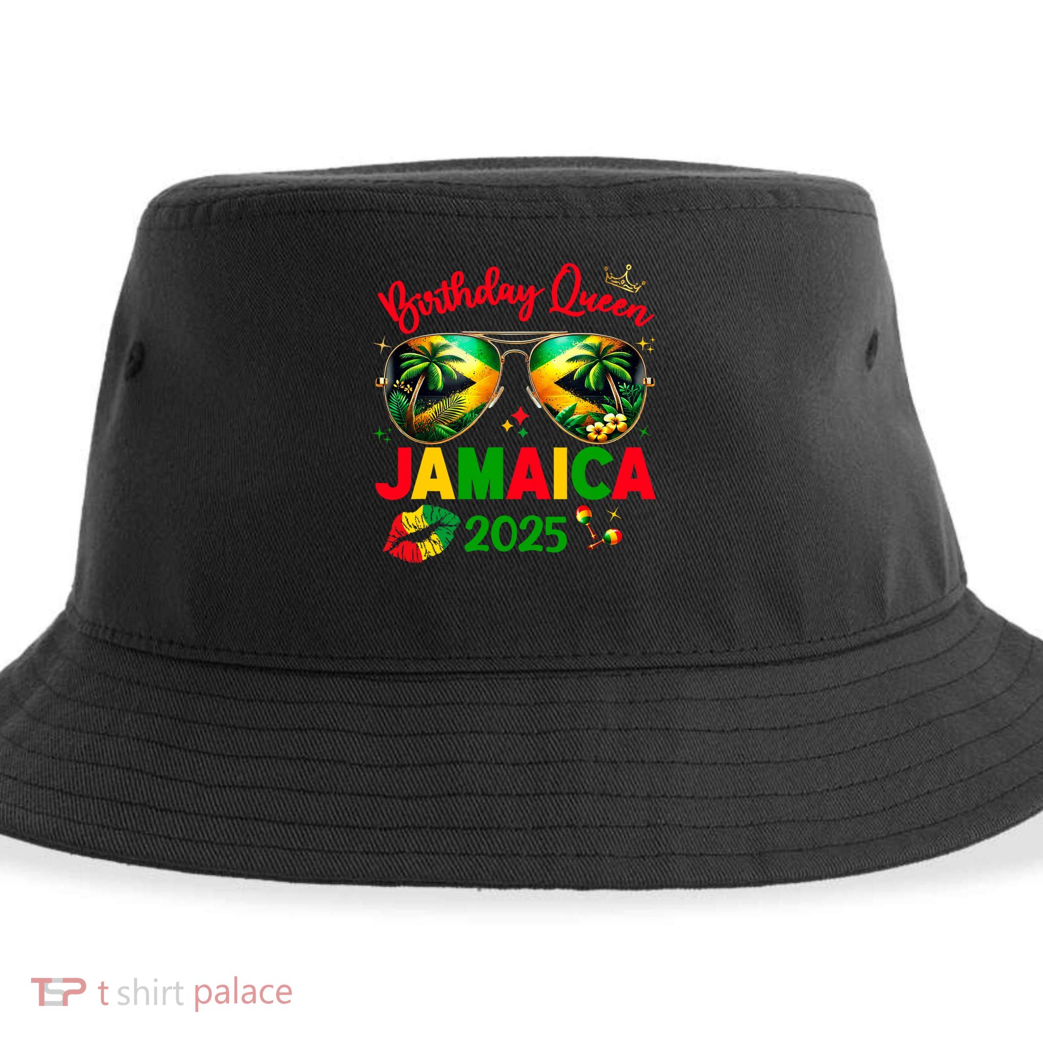 50th Birthday Girl Queen Jamaica Vacation Matching Outfit Sustainable Bucket Hat