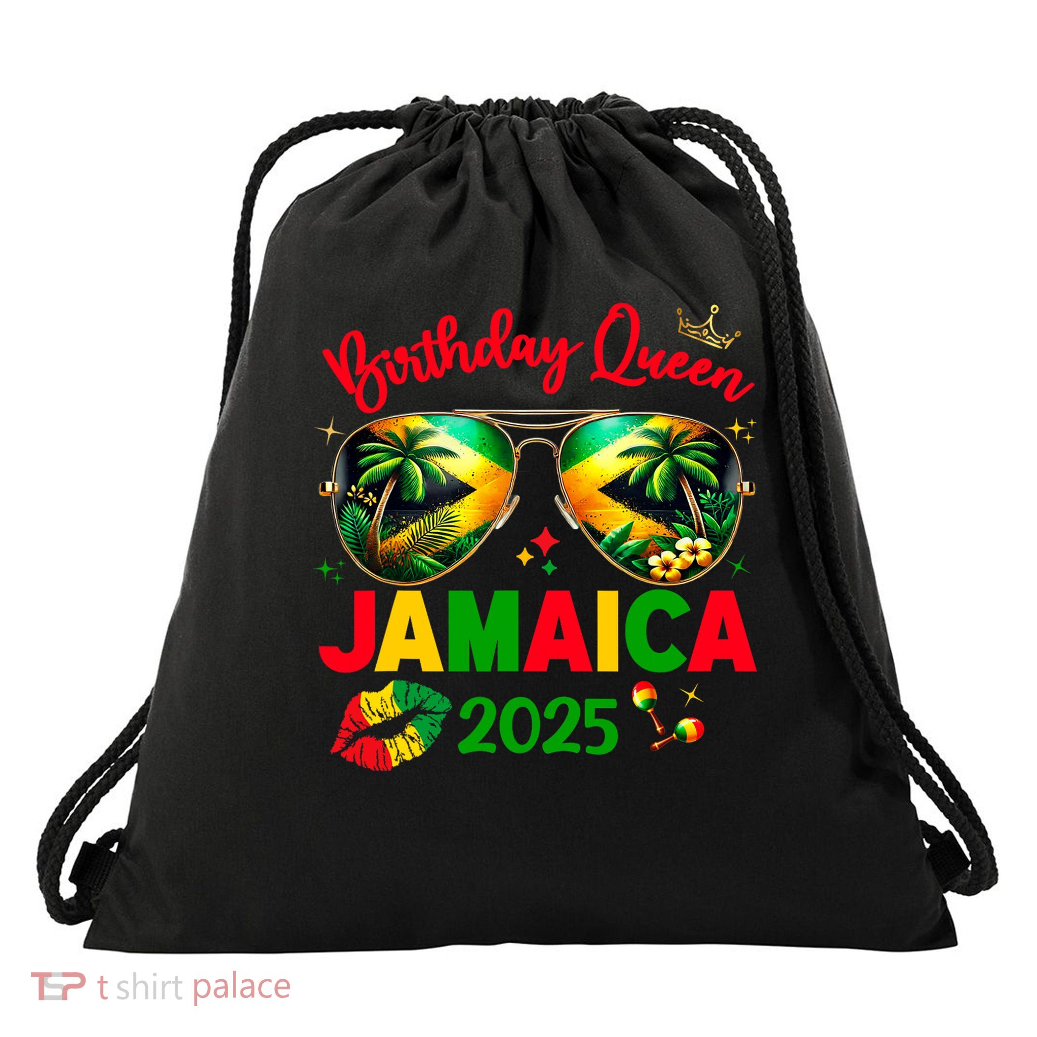50th Birthday Girl Queen Jamaica Vacation Matching Outfit Drawstring Bag