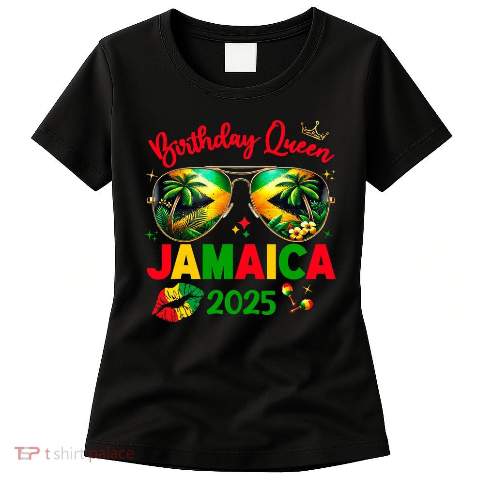 50th Birthday Girl Queen Jamaica Vacation Matching Outfit Womens T-Shirt