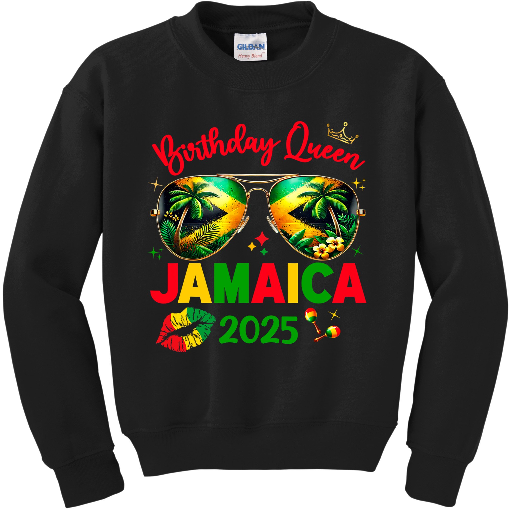 50th Birthday Girl Queen Jamaica Vacation Matching Outfit Kids Sweatshirt