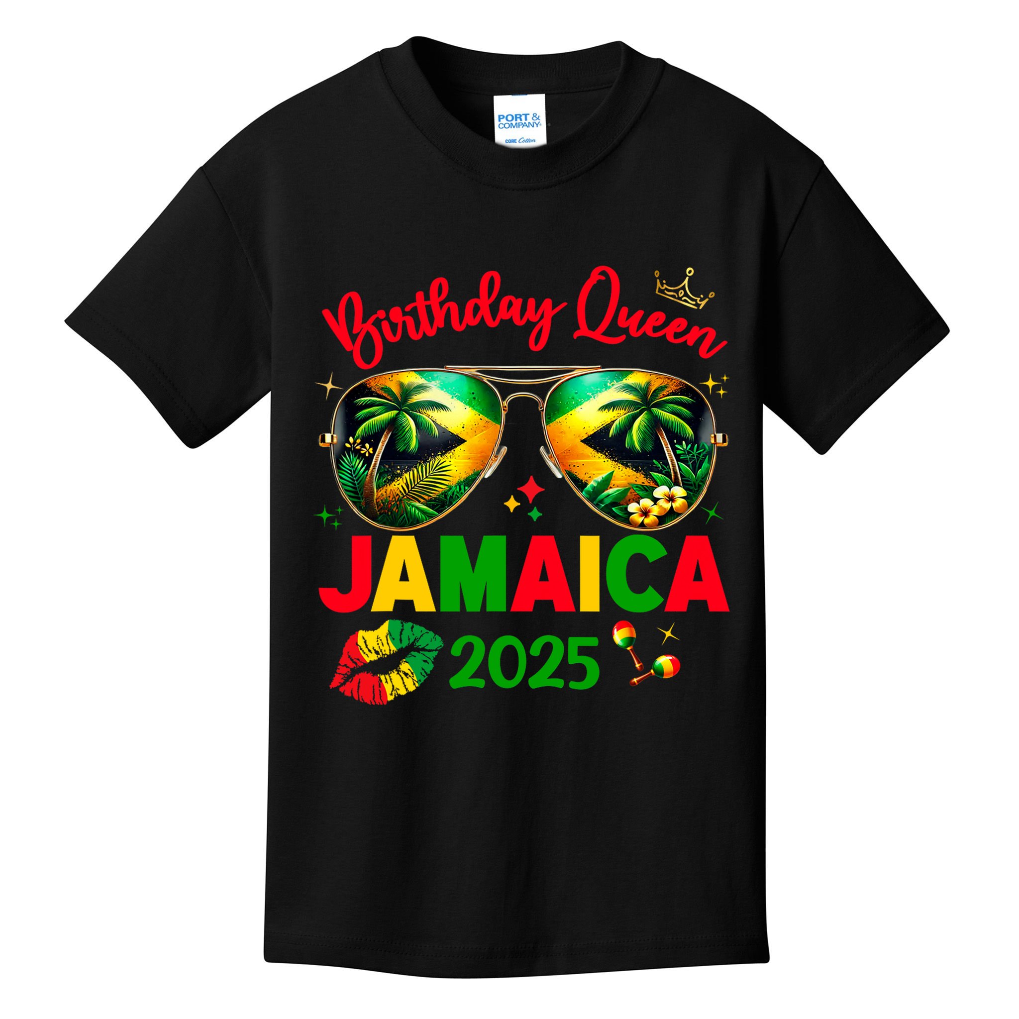 50th Birthday Girl Queen Jamaica Vacation Matching Outfit Kids T-Shirt
