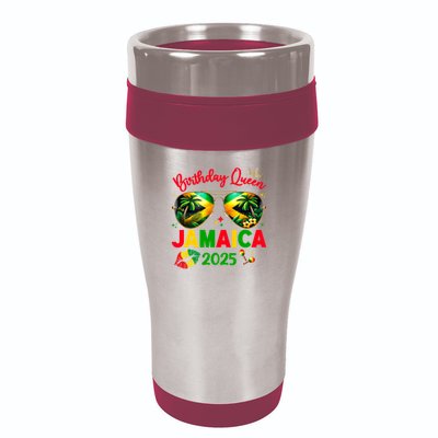 50th Birthday Girl Queen Jamaica Vacation Matching Outfit 16oz Travel Tumbler