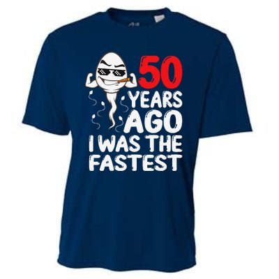 50th Birthday Gag Dress 50 Years Ago I Was The Fastest Funny Cooling Performance Crew T-Shirt